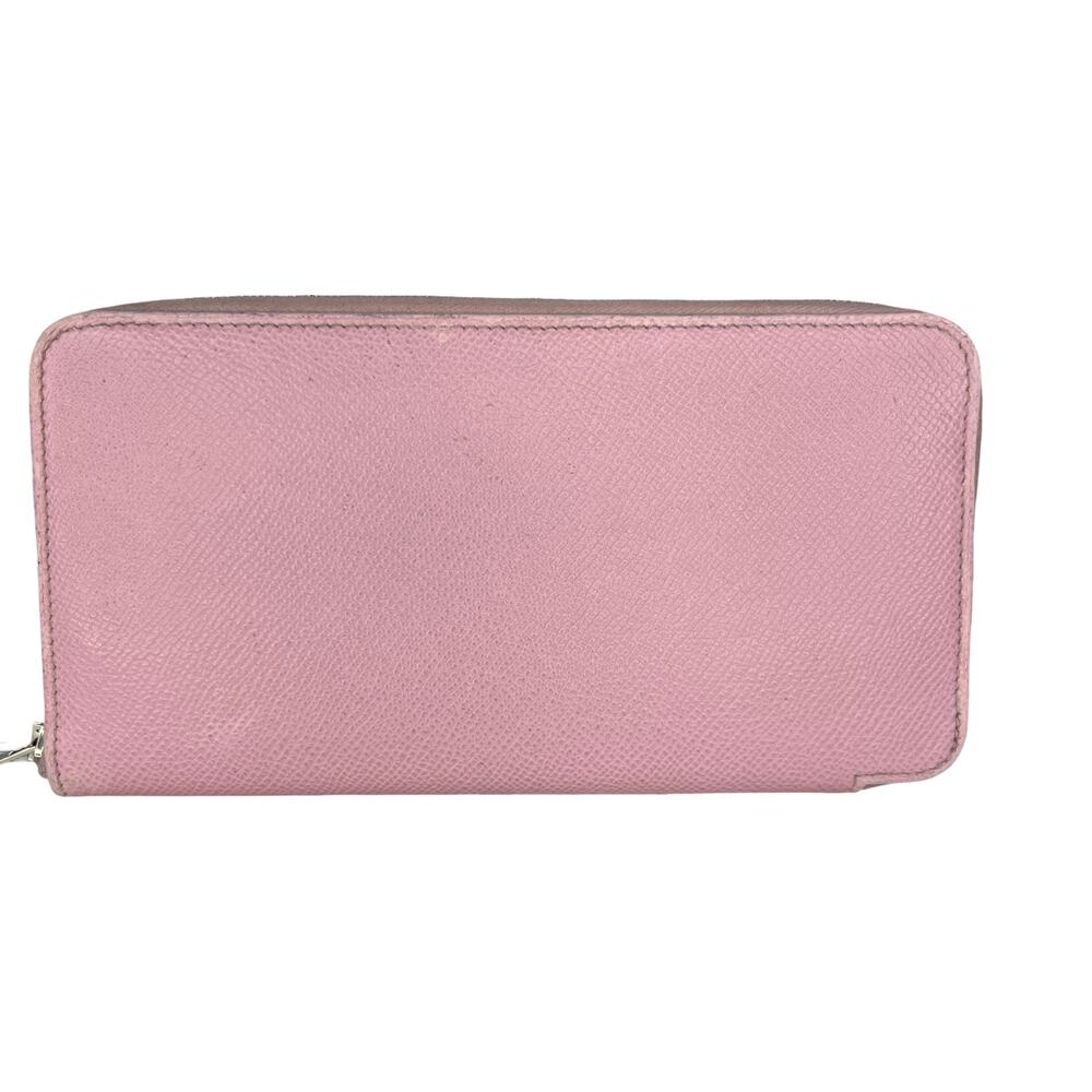 Hermès Silk-In Long Zip Wallet Rose Sakura Epsom Leather Yellow Silk France